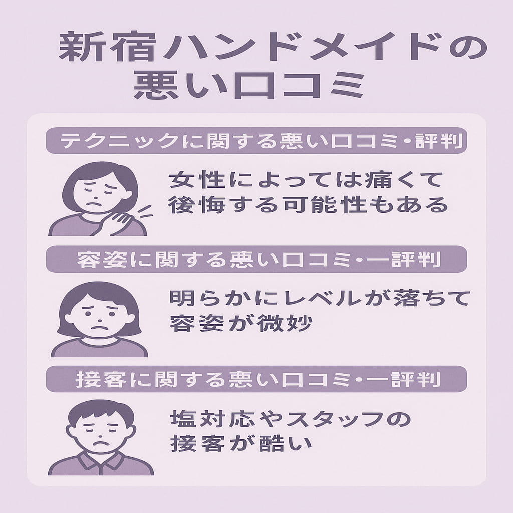 新宿ハンドメイドの悪い口コミ